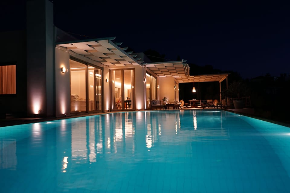 Villa & Pool at night