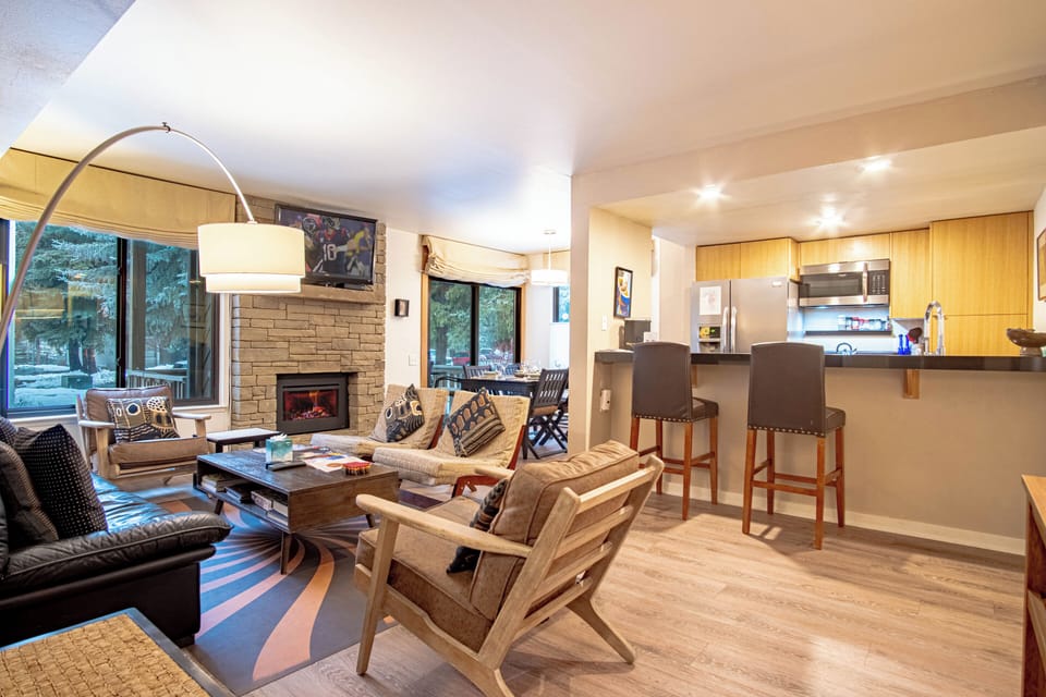 Comfortable Living Room with Gas Fireplace