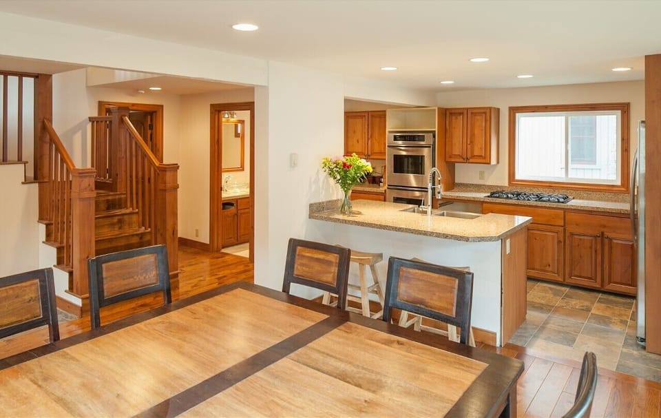 Dining table with kitchen