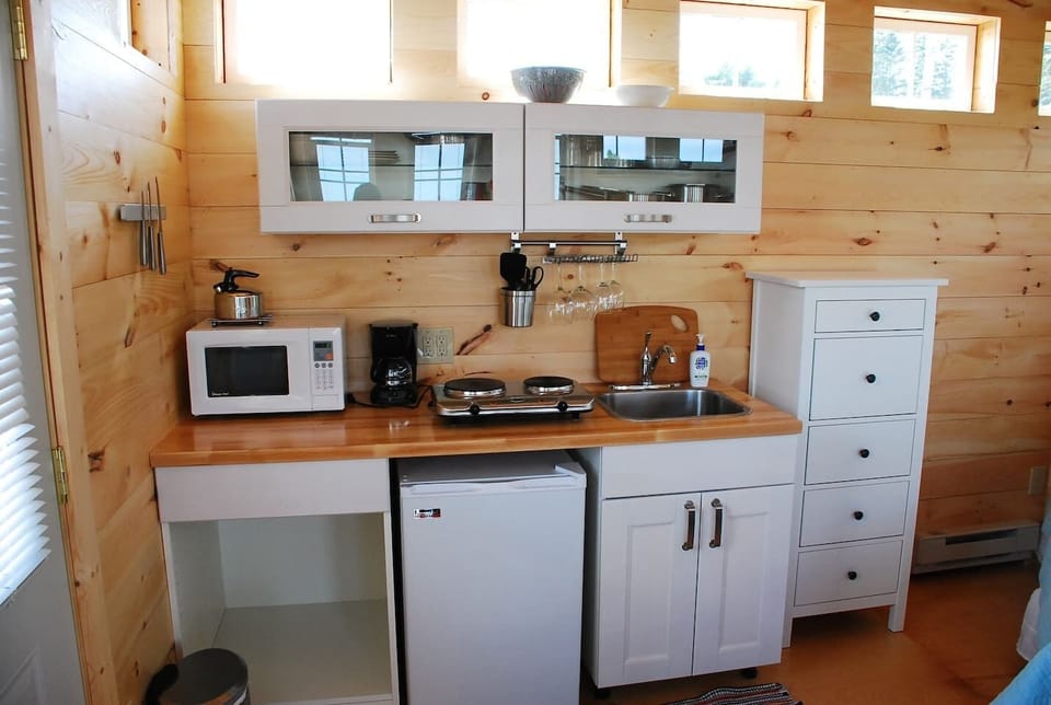 The modern, compact galley style kitchen. 