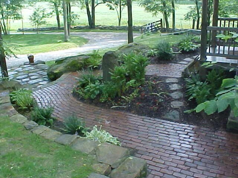 Entrance paths and drive.