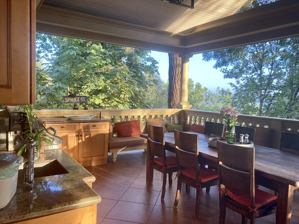 Deck with heaters, lights, tv, sink, etc.
