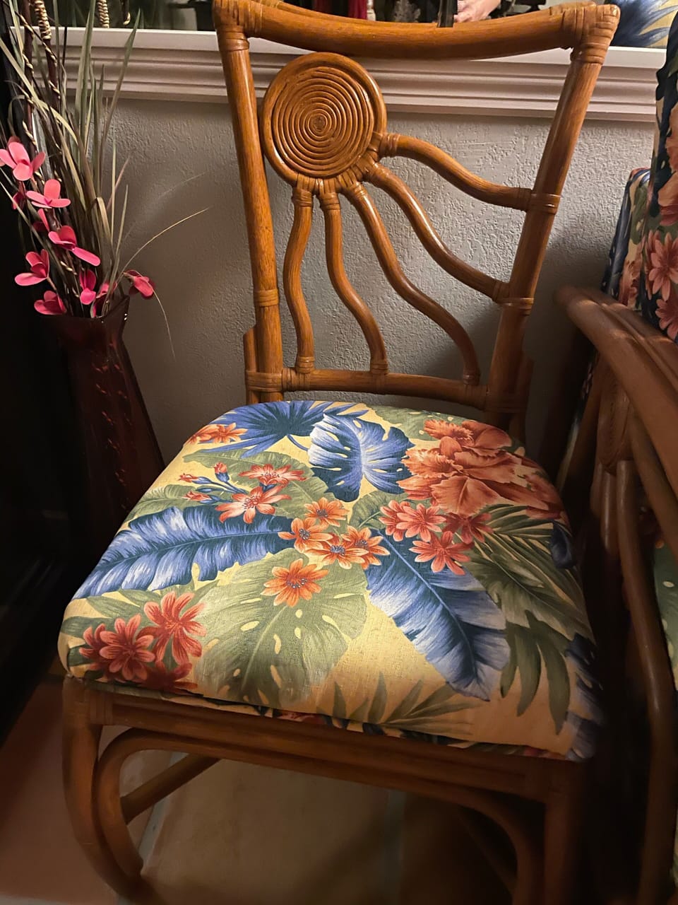 Artistic Sun Ray Design, Rich Hawaiian Fabric Sofa and Chair matching Set
