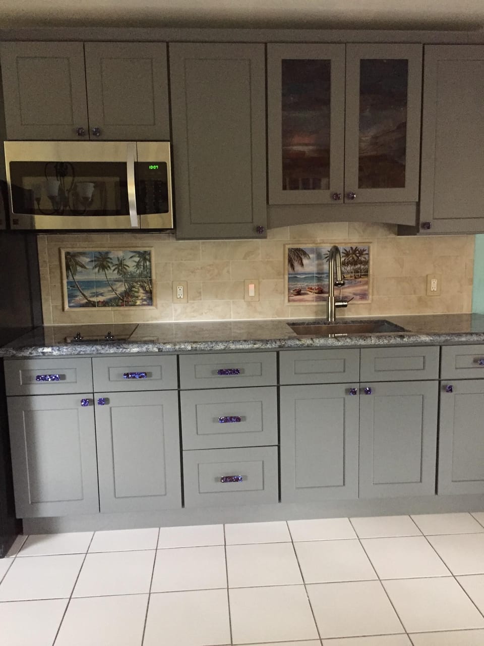 Renovated Kitchen with Custom Mural Tiled Backsplash