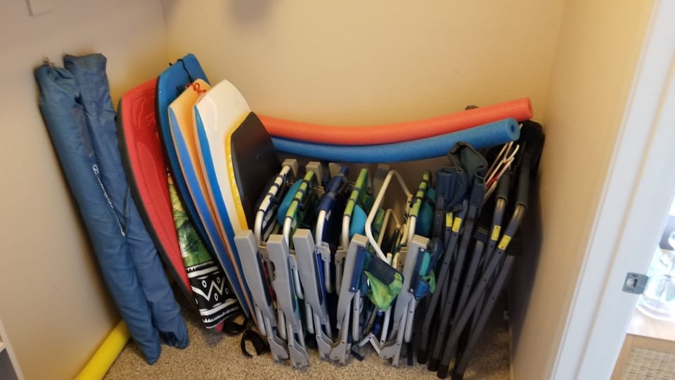 We have plenty of chairs, beach umbrellas, boogie boards, children's beach toys