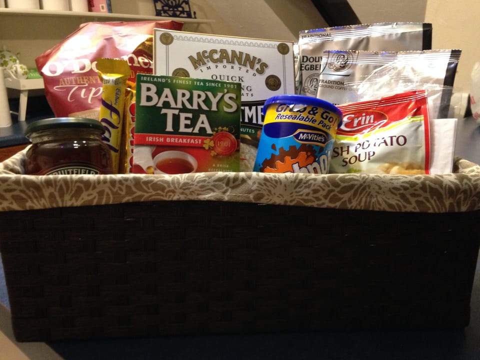 Sample of guest food basket. Contents may vary depending on length of stay.