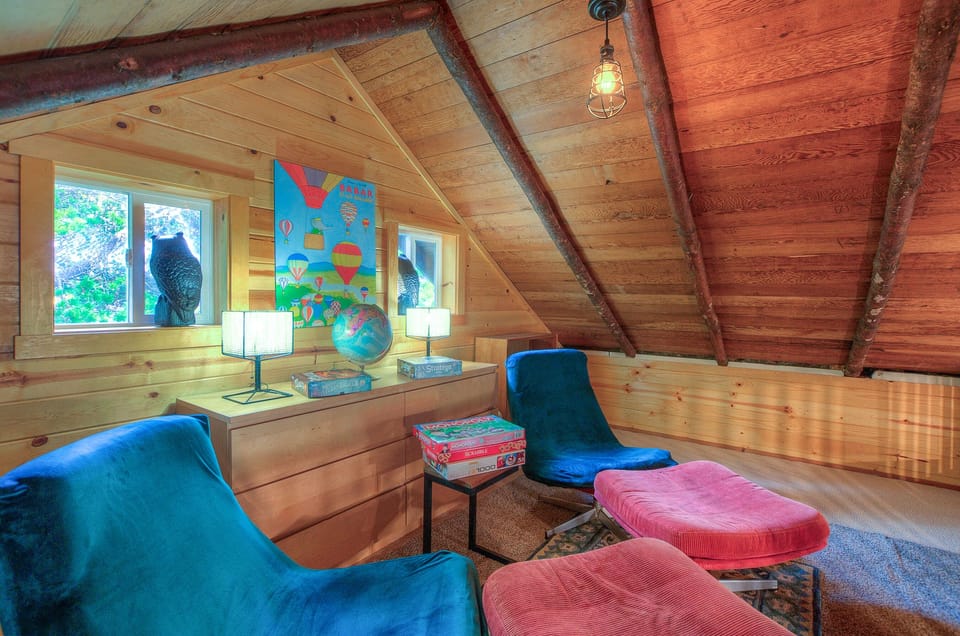The kids loft. The perfect place to play board games, spy on the adults