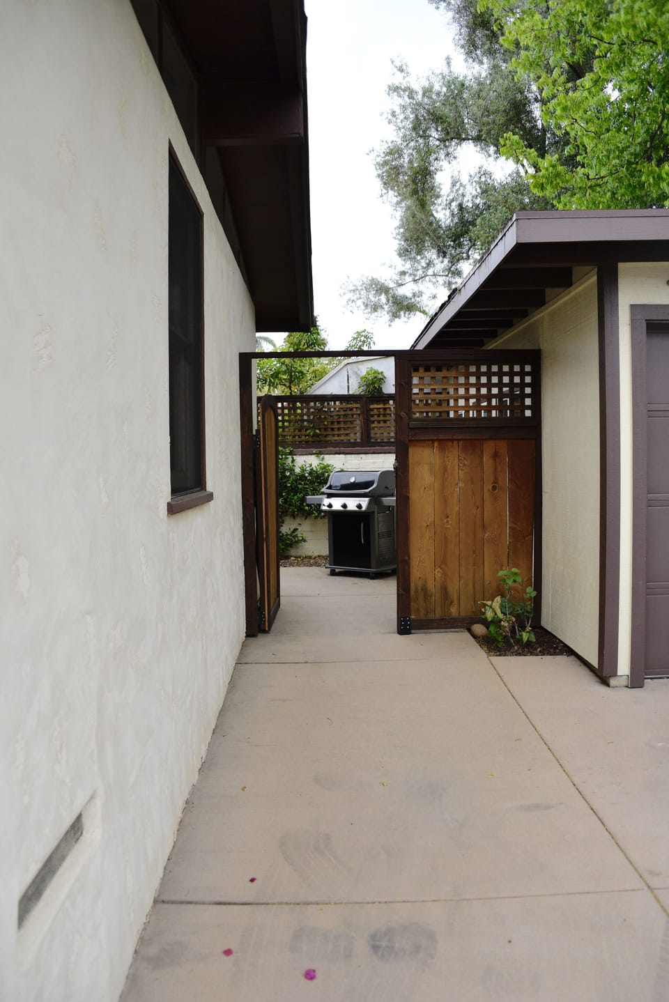 Side gate from driveway to the back outdoor area.