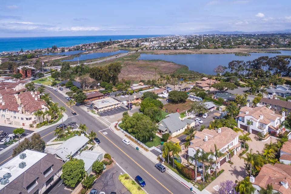 Buena Vista Lagoon with Pacific Ocean horizon