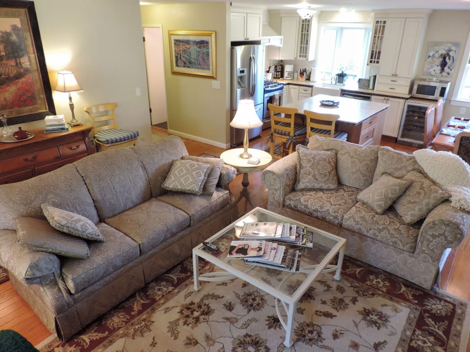 Living room looking toward kitchen