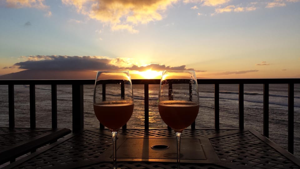 Nothing like a refreshing drink at sunset after a hard day at the beach