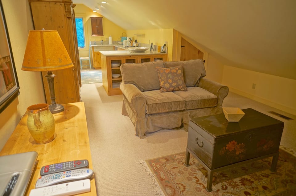 Also in the above garage apartment is a TV, Bose sound and pull out single bed