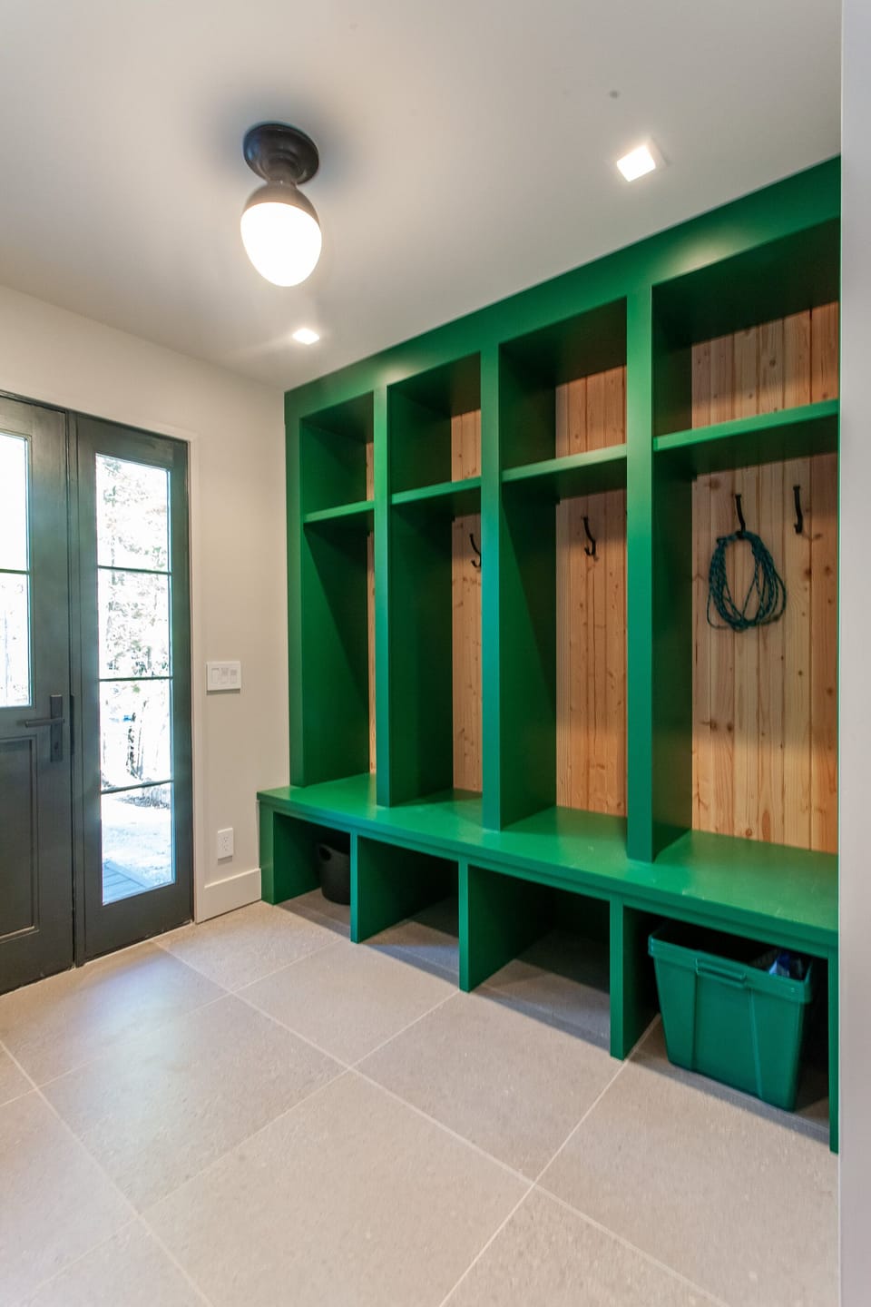 Lower level Mudroom Entry with custom lockers