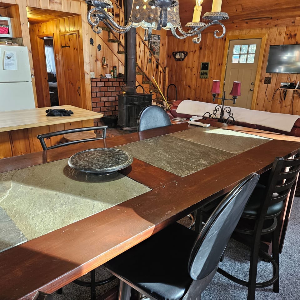 Dining table looking towards entrance.  