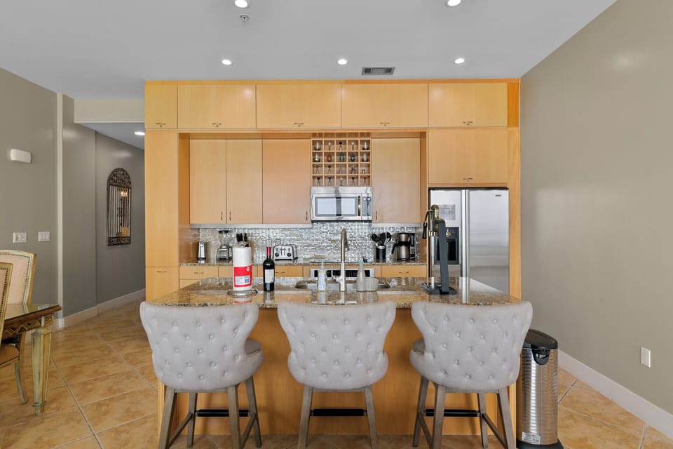 Kitchen with all stainless steel applicances