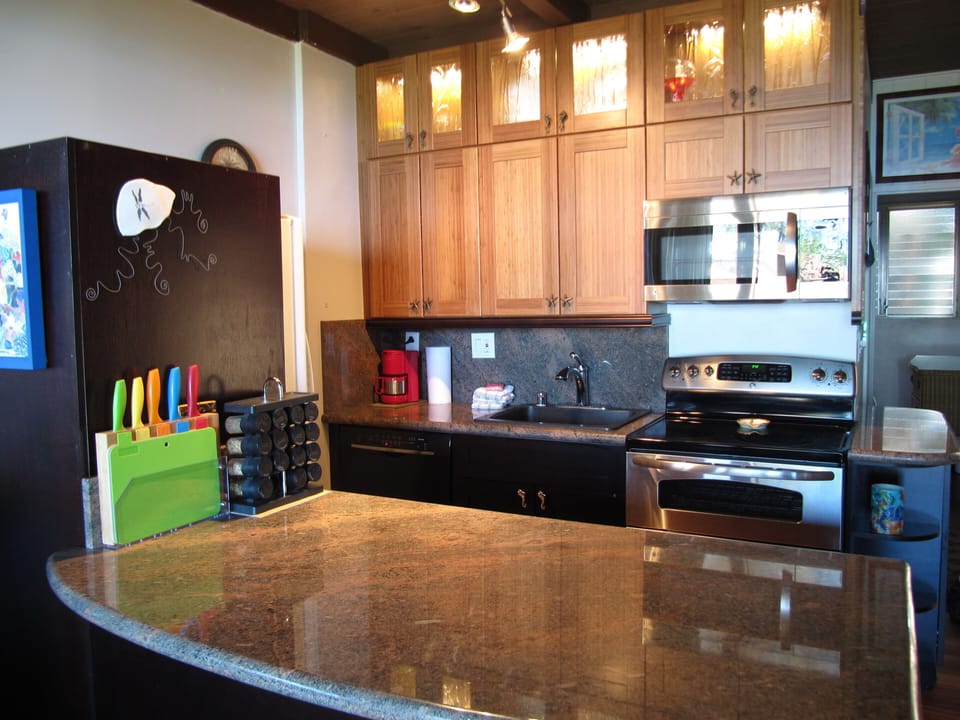 First Class kitchen, bamboo glass & granite countertops