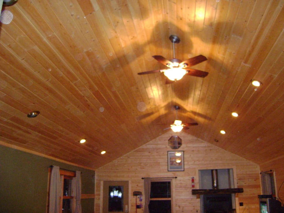 Vaulted ceilings with fans for circulation