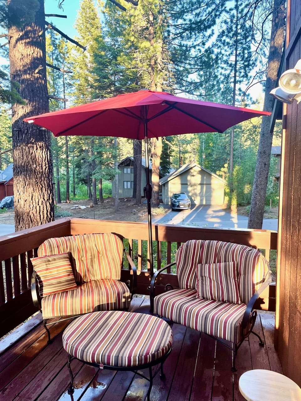 Cozy lounge seating area on the deck.