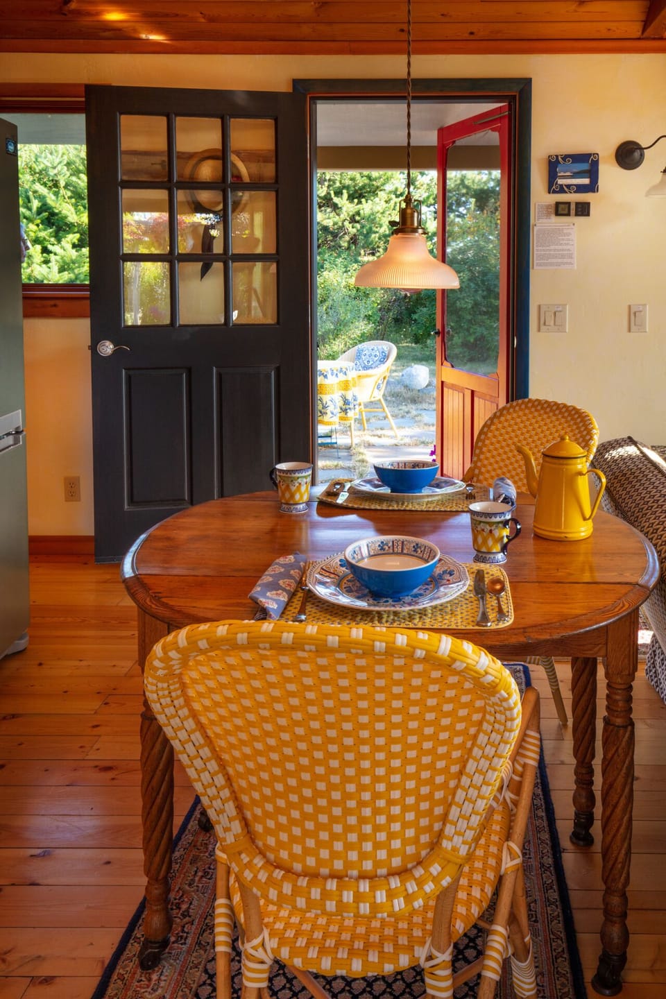 inside dining with a view of the patio