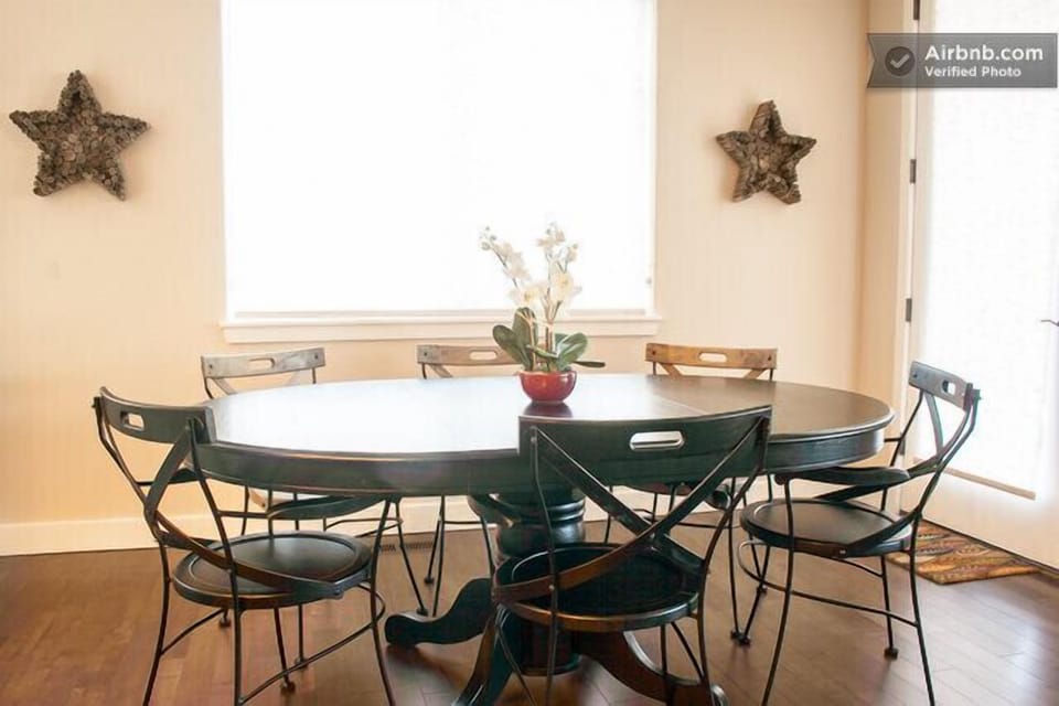 Cozy breakfast nook overlooking the patio, perfect for your morning coffee