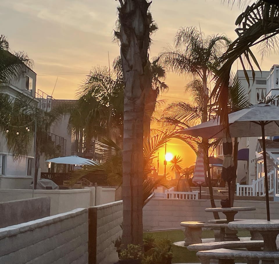 Sunset at the end of Ensenada court, from our patio in September 