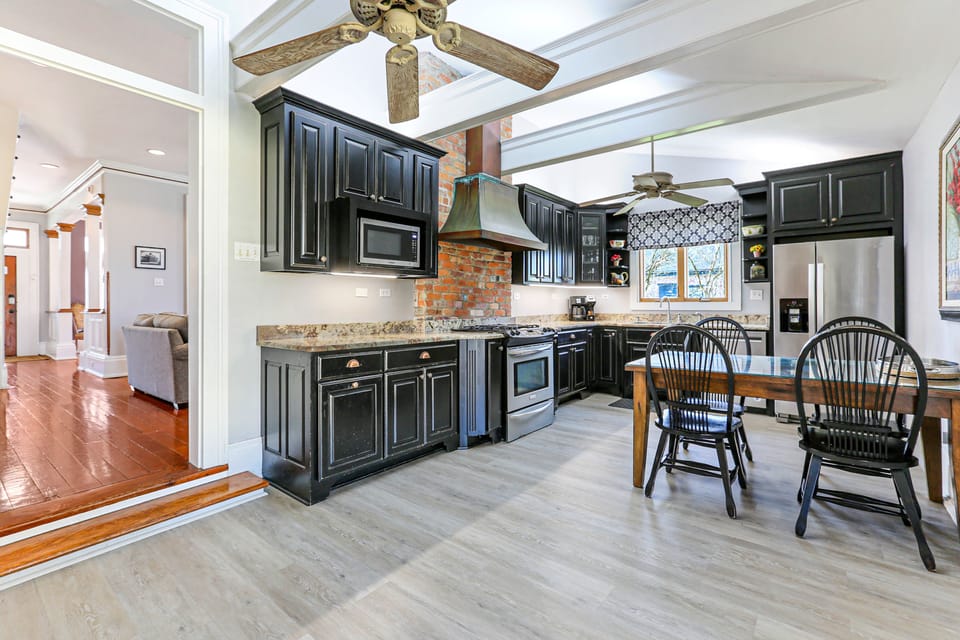 Kitchen is stocked for cooking meals and making coffee! 