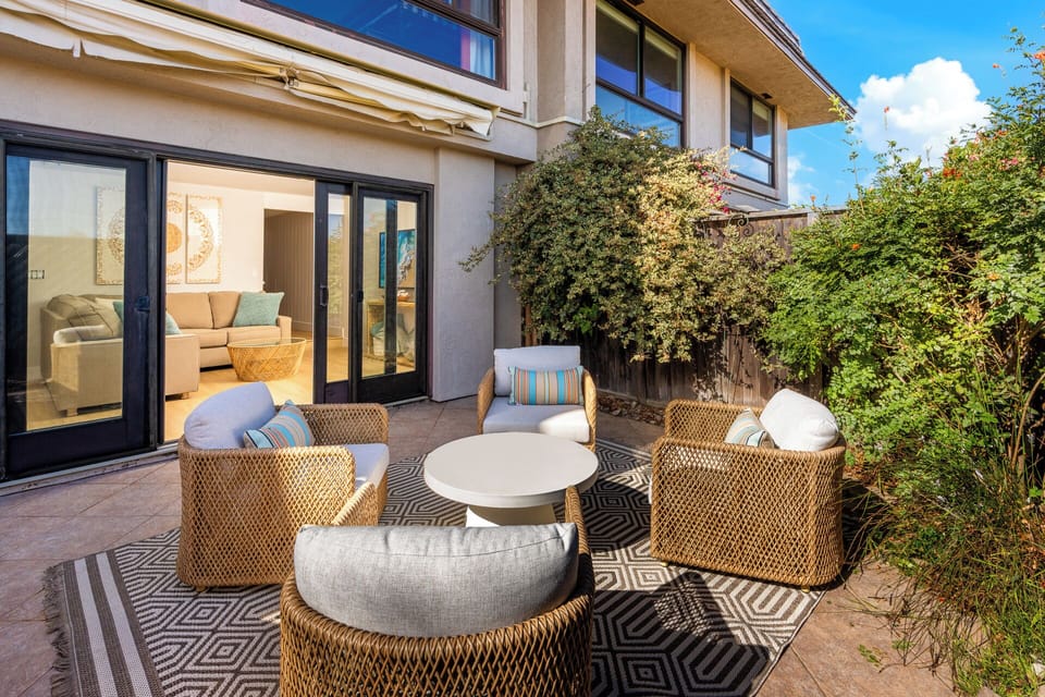 Patio with a gas grill