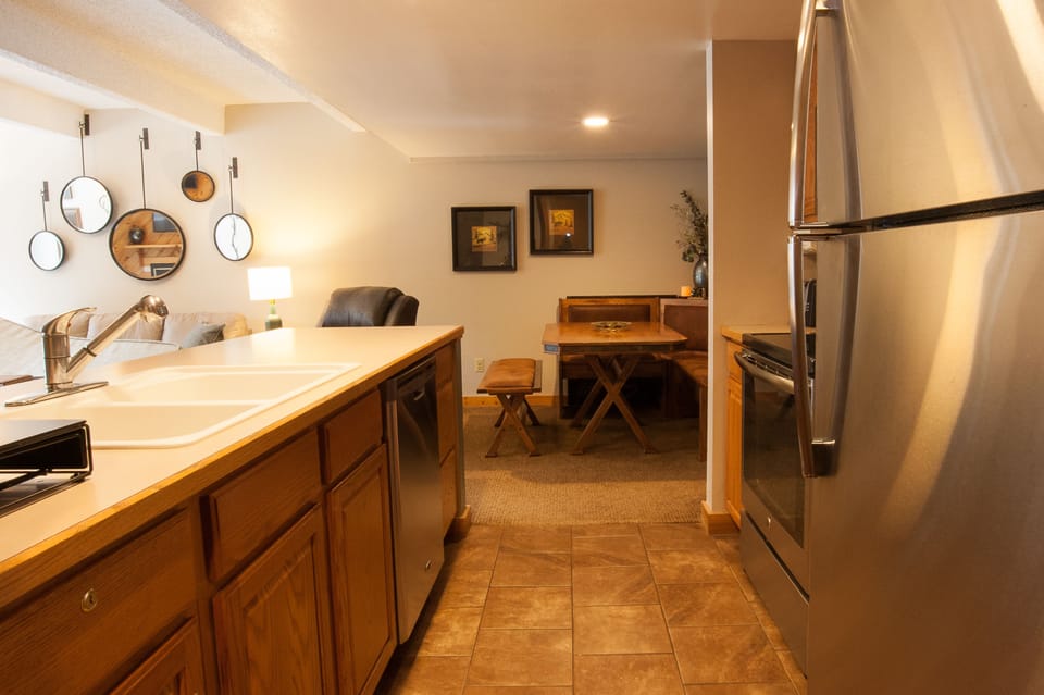Kitchen view to dining area.