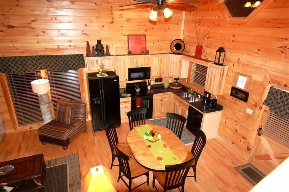 Kitchen from loft; Dining Room Seating for 6