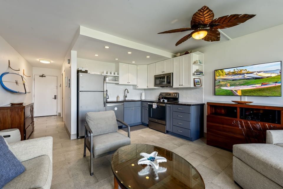 The main room is an open living space. 