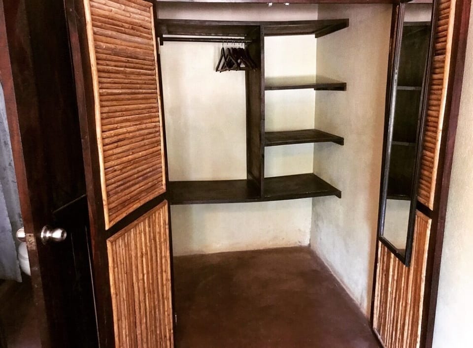 Walk-in closets with shelves and storage space