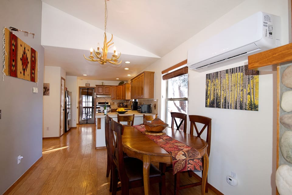 Dining room: large dining table (3 leafs stored in master bedroom closet)