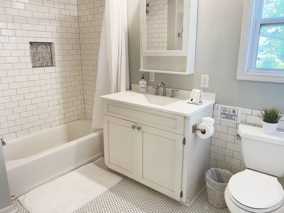 Master bathroom with shower/bathtub