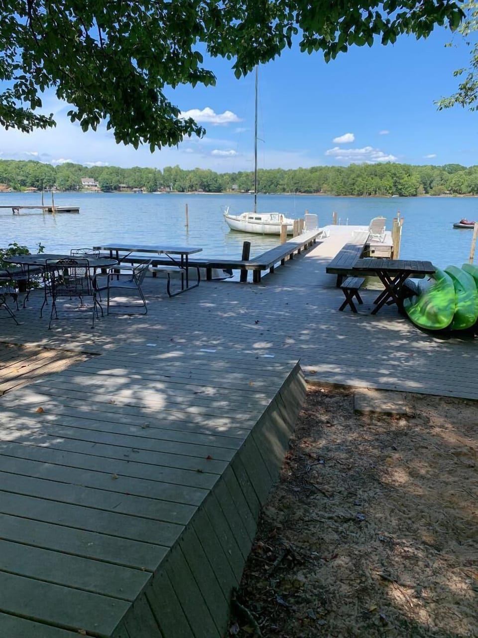Trex decking/dock in a quiet cove (sailboat & slide removed for safety concerns)