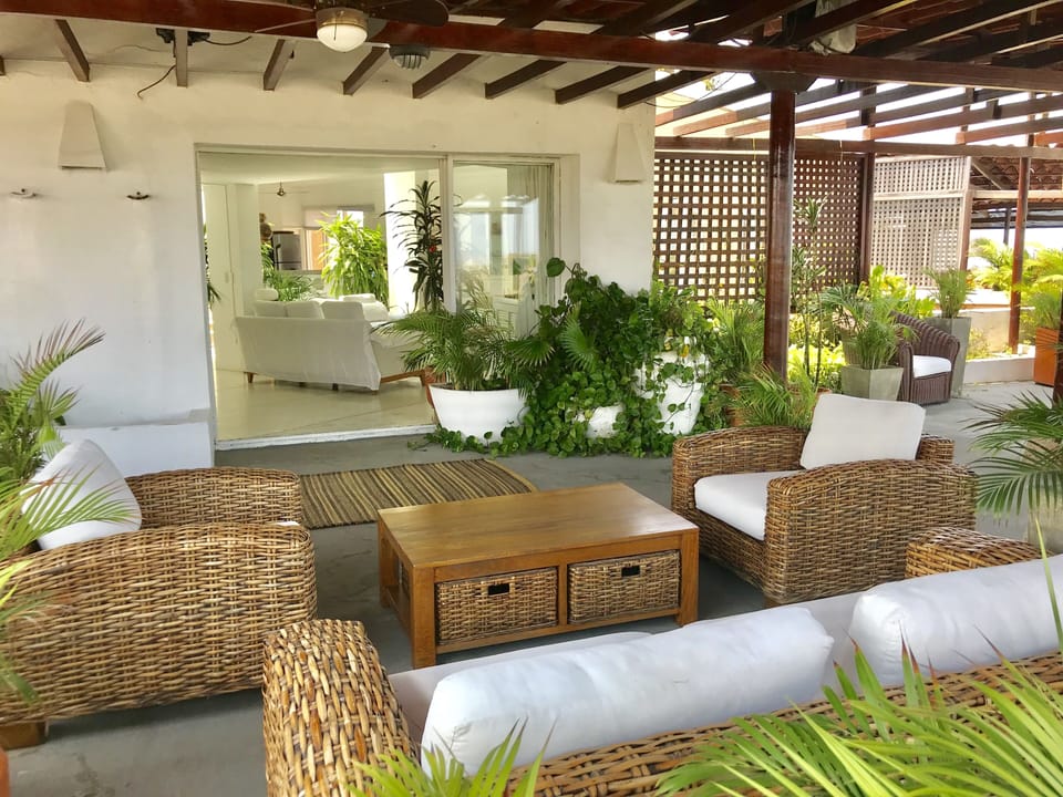 Another gazebo-shaded area in your own open terrace with Caribbean view. 