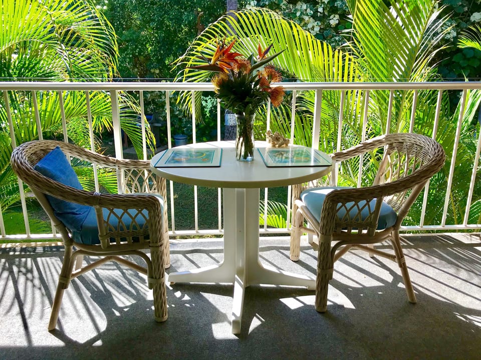 Welcome! Our shaded lanai is perfect for lunch or reading after the beach...