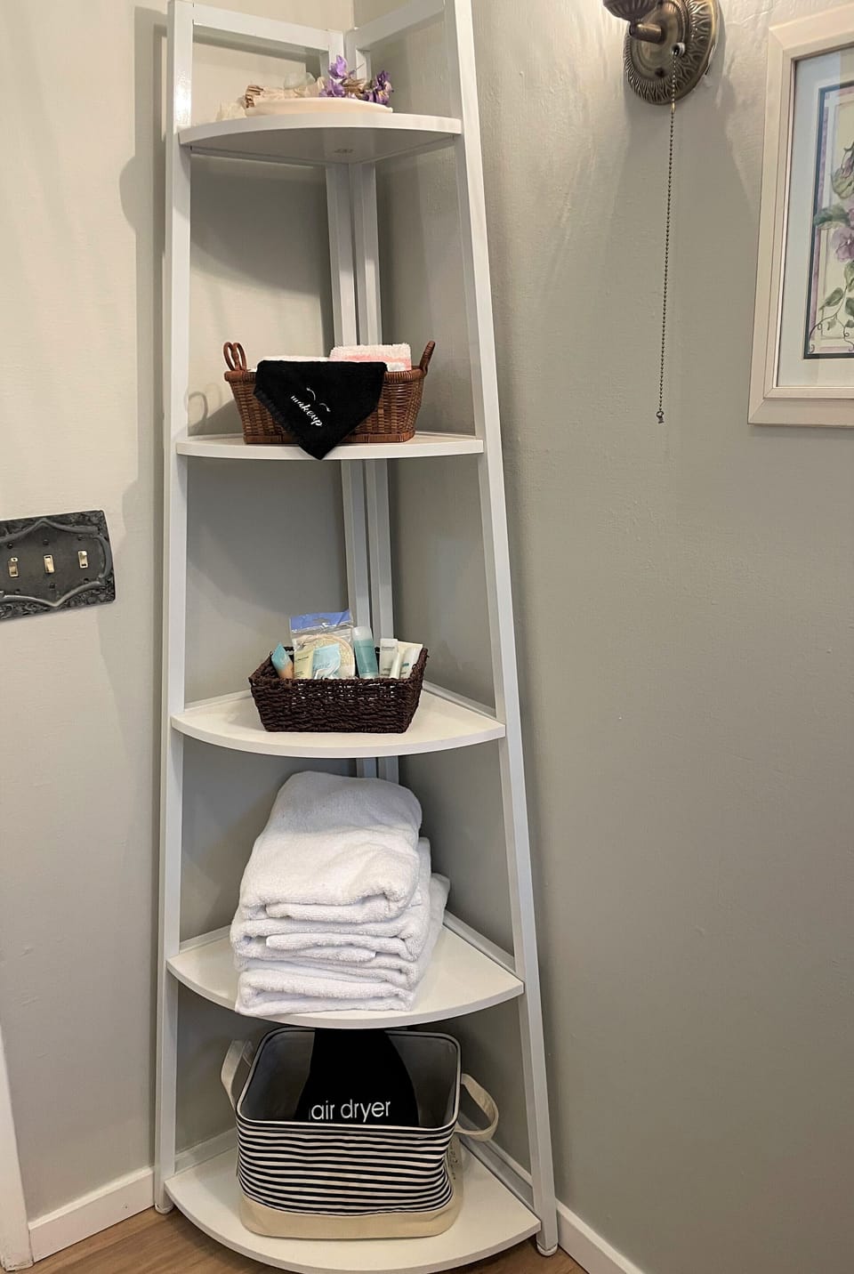 Ladder shelf hold your amenities