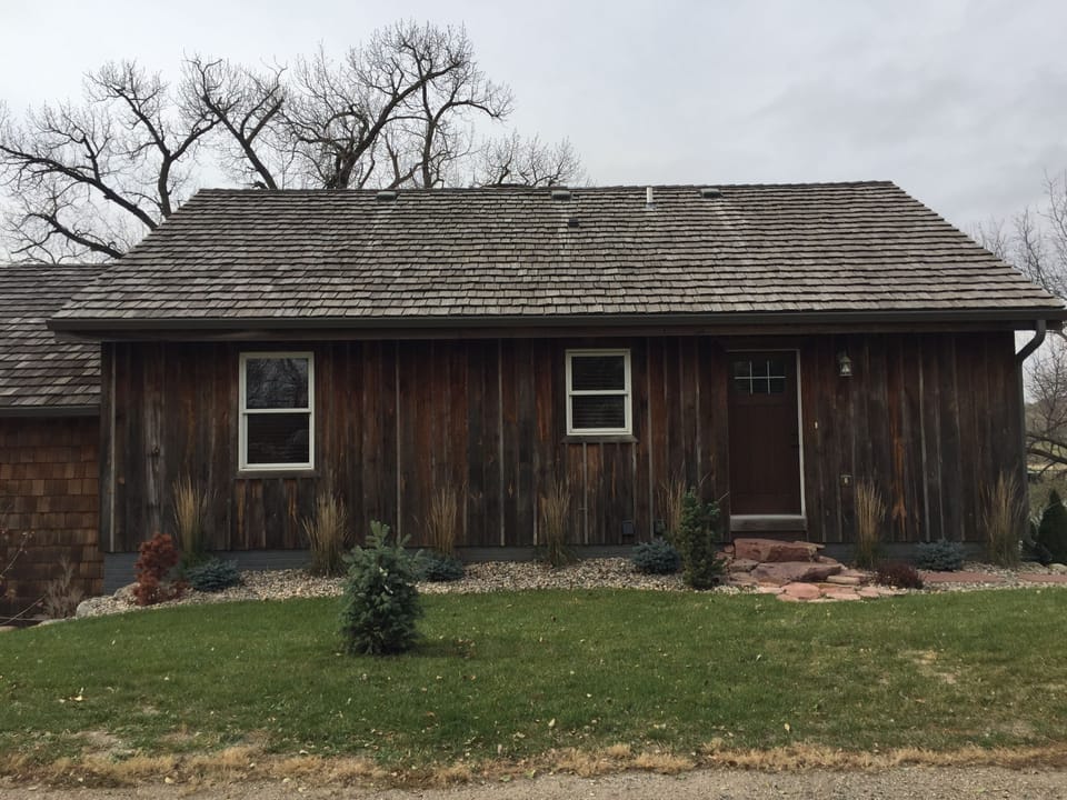 Appears as a rustic cabin... but great surprise when you open the door!!