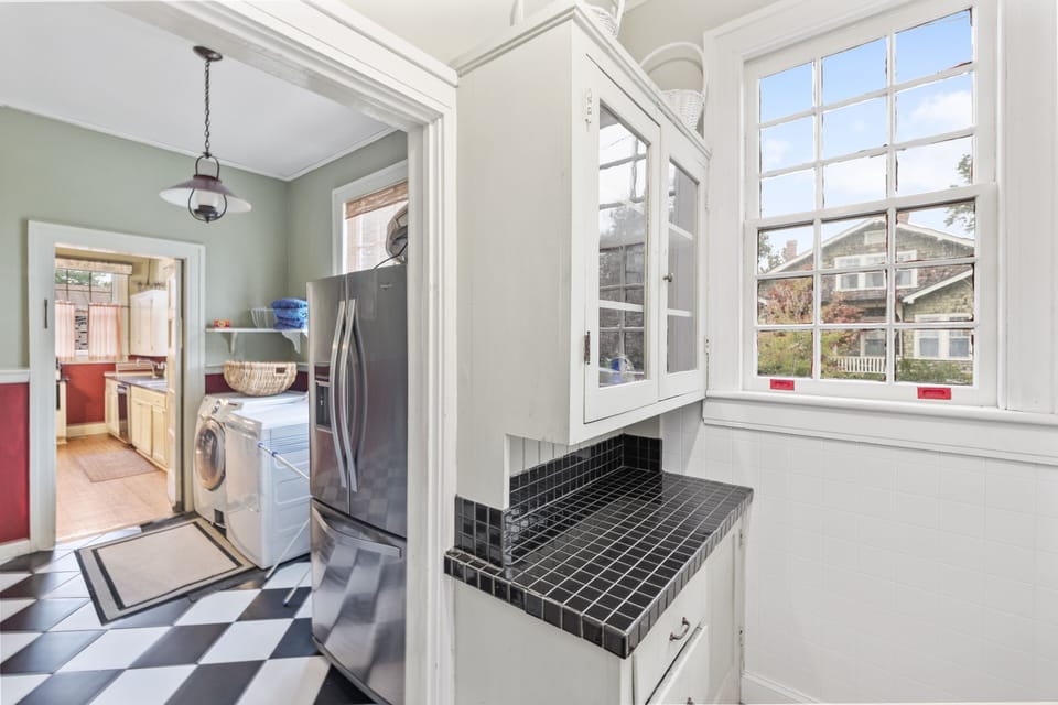 Butler’s pantry (swinging door into dining room)
