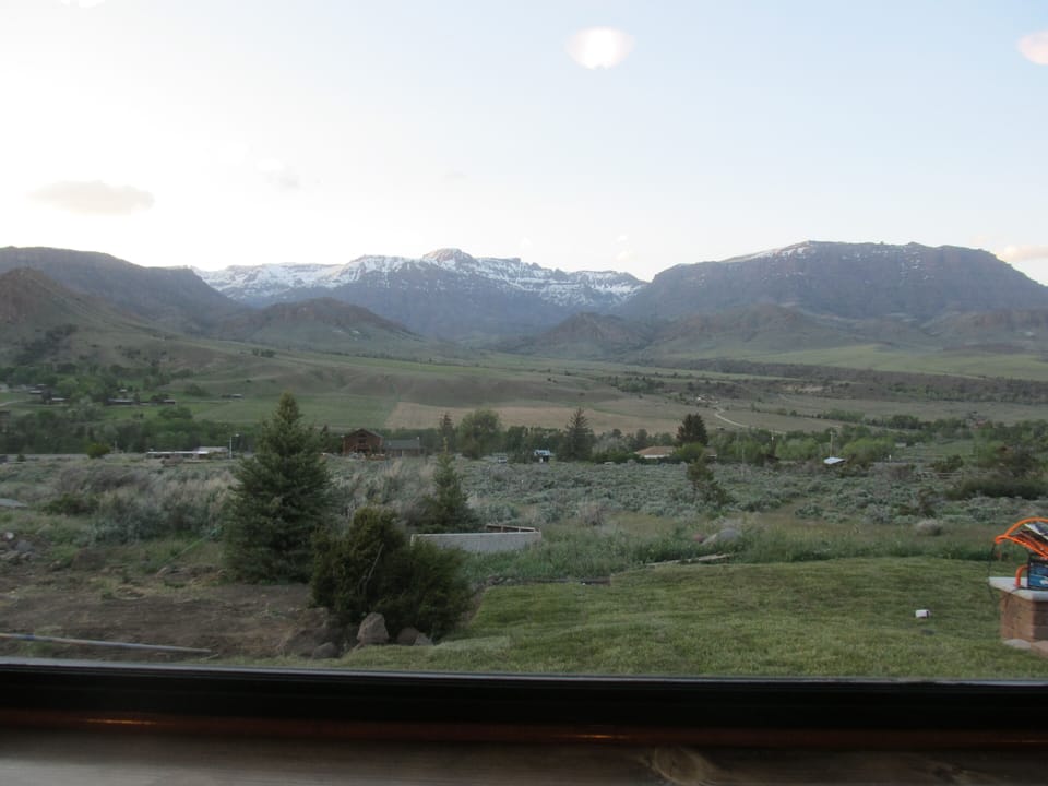 View out the dining room window. 