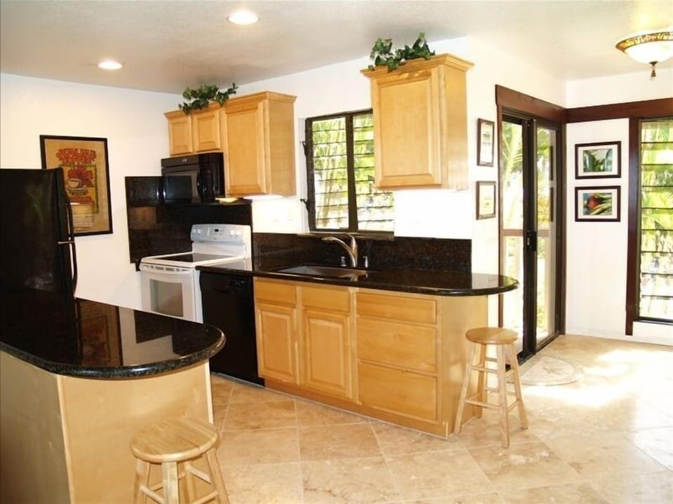 Newly renovated kitchen with granite counter tops