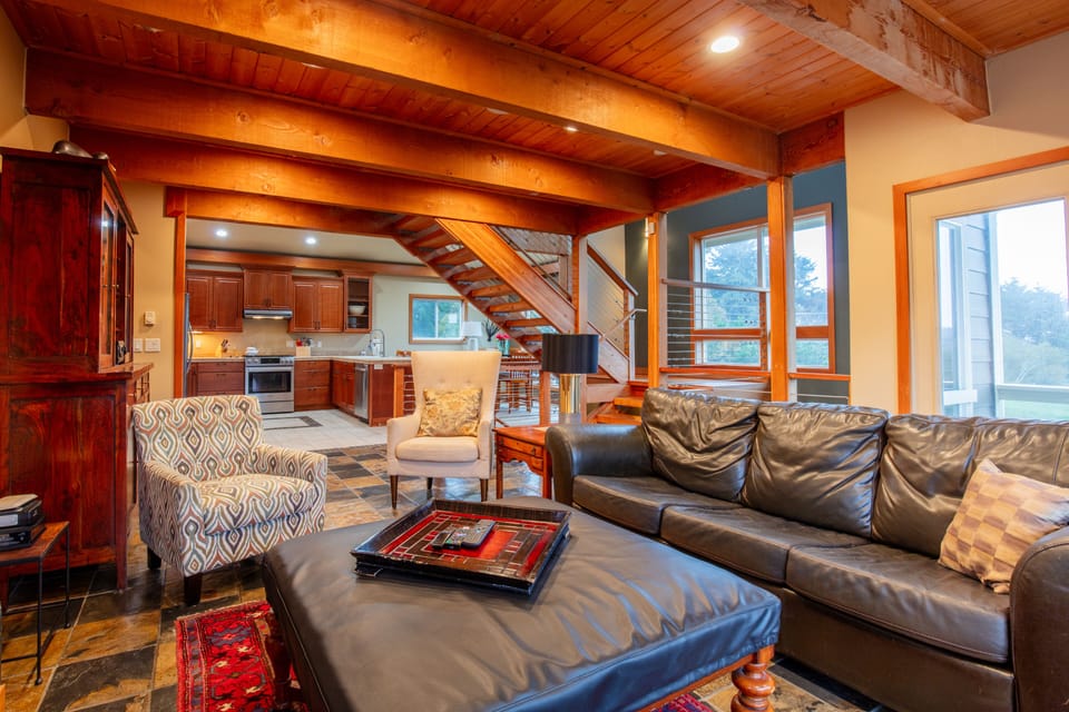 Comfortable sofa with queen convertible bed.


























