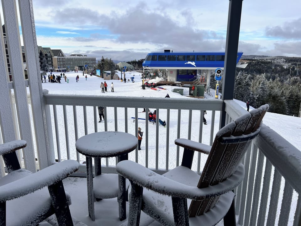 Watch the action from our deck with views of Ballhooter, Skidder & the Mountain