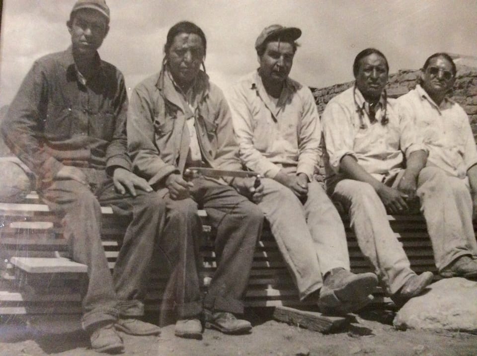 These men from Taos Pueblo built my grandparents pueblo style home in 1945. 