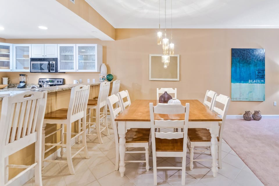 Eat at the breakfast bar or dining table - or both!