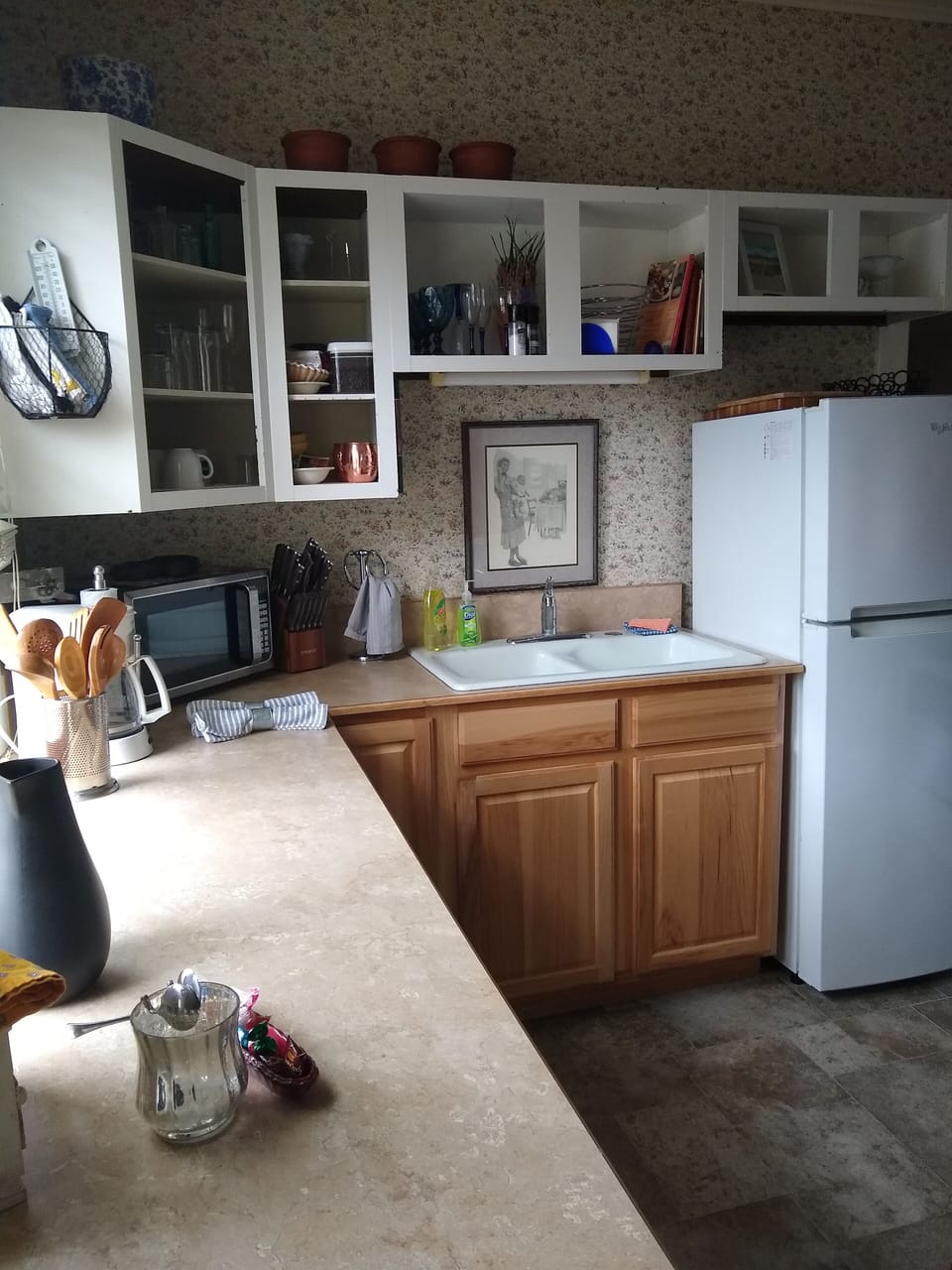 Our fully equipped kitchen features a stove; microwave; dishwasher; and cookware