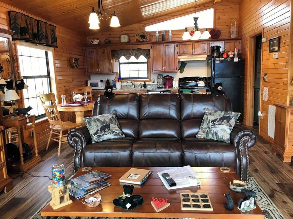 Spacious living/kitchen area. Kitchen has everything. New powered leather couch