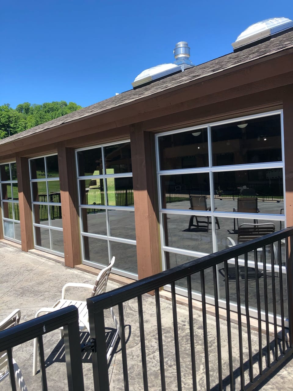 Overhead Doors that open at the indoor pool