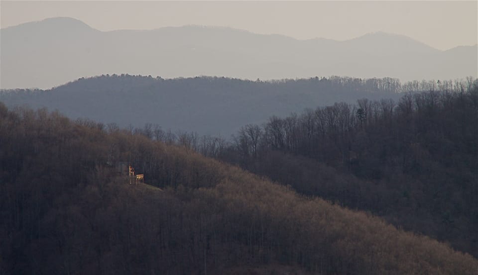 This view of the cabin is taken from Doughton Park
