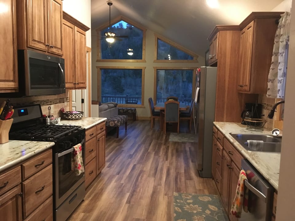 From the main kitchen looking toward the living area.